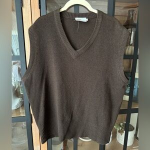 Vintage lambswool vest sweater chocolate brown sleeveless vneck preppy astor